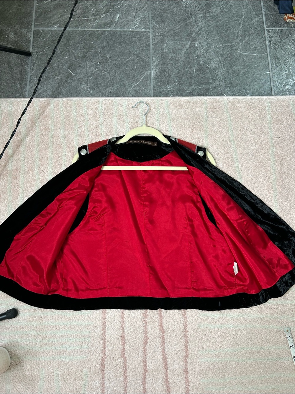 Double D Ranch Black Velvet Red Silver Coin‎ Studded Western Vest Size Large - Picture 6 of 10